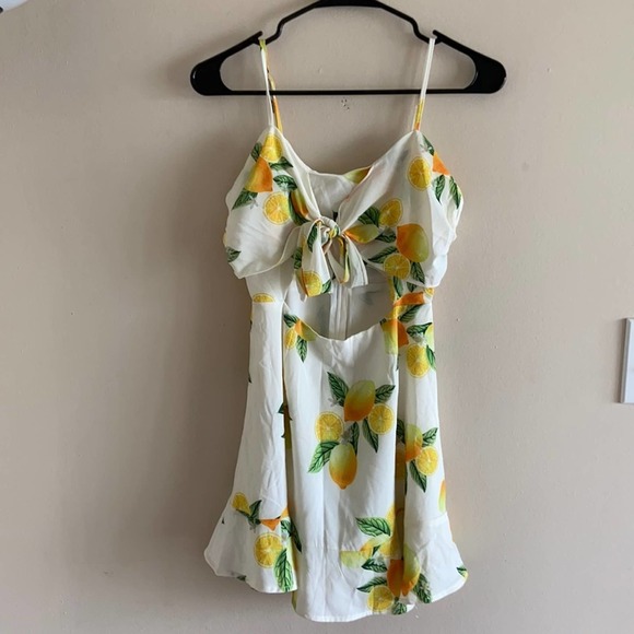 Goodnight Macaroon Dresses & Skirts - Goodnight Macaroon Lemon Print Cut Out Dress